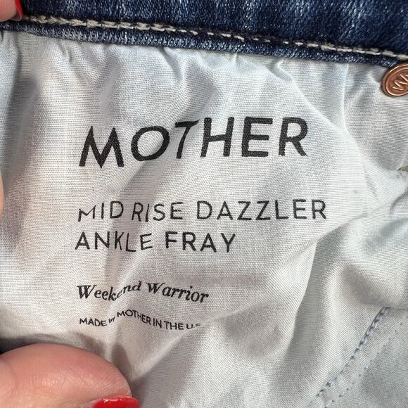 Mother Sz 28 Jeans The Mid Rise Dazzler Ankle Fray Weekend Warrior Women Stretch - Picture 5 of 16